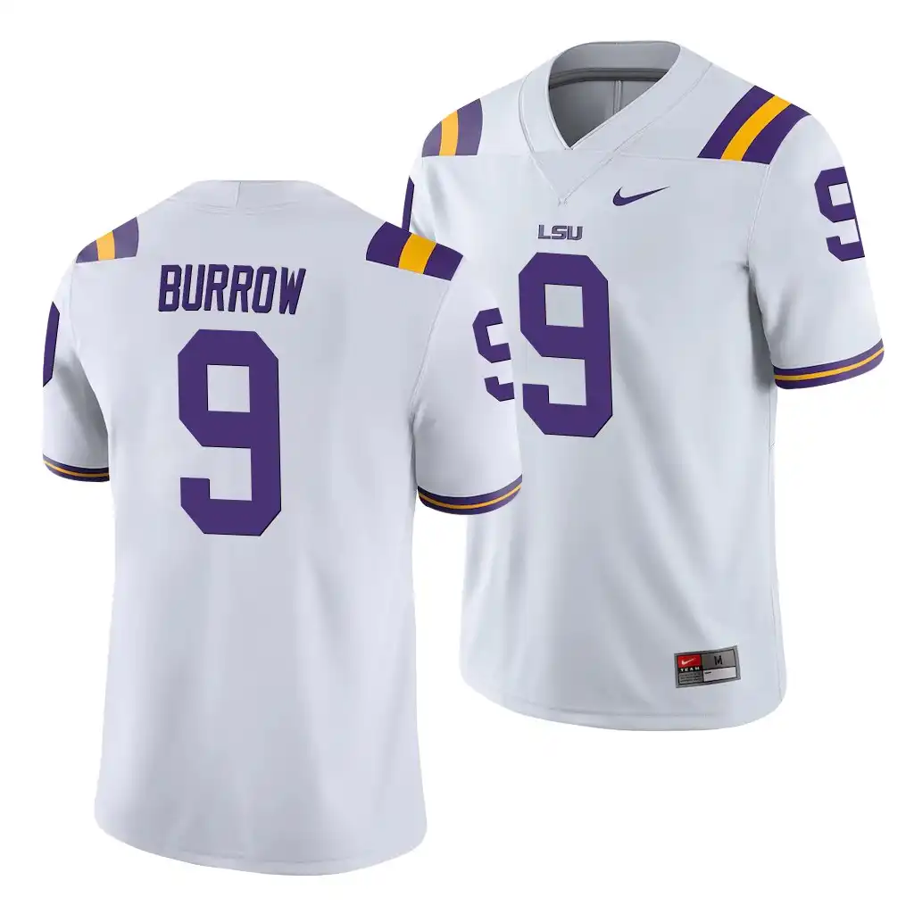 Men's LSU Tigers Joe Burrow #9 White Game NCAA Football Jersey